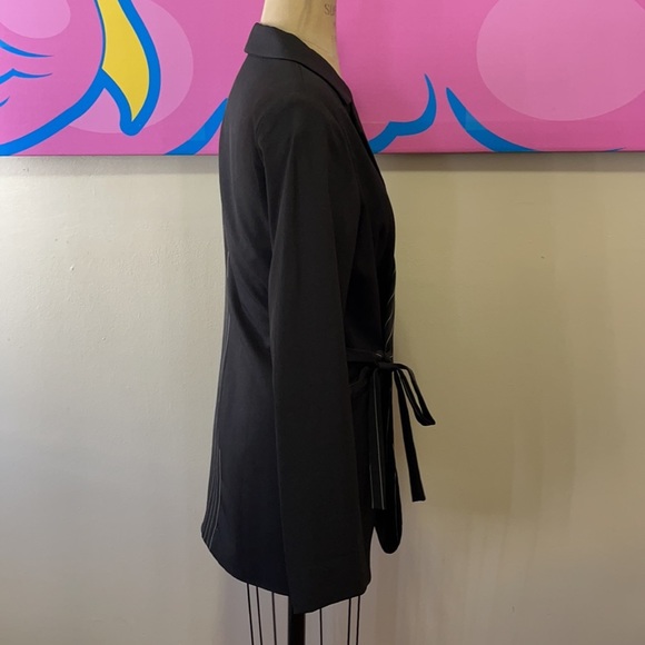 Vera & Lucy 1/2 Pinstripe 1/2 Solid Wrap Front Blazer NWT - Picture 5 of 16